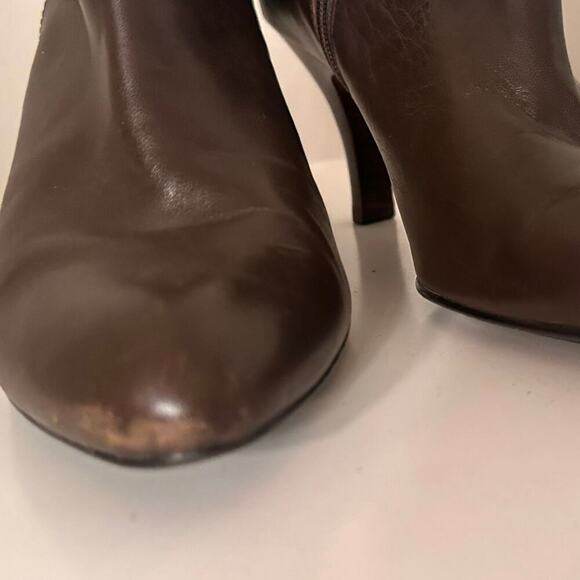Sofft Bourges Chocolate Brown Heeled Side Zip Bootie Buckle Womens Sz 7 Fall EC - Picture 7 of 13